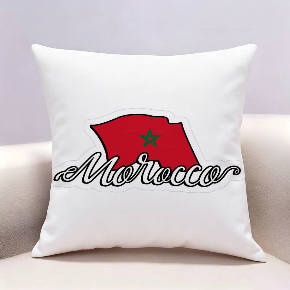 Morocco Map Flag Doublesided Print Pillow Case Cushion Cover Throw Pillow Case For Car Sofa
