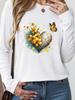 (Asian Size) Sweet Butterfly Trend Cute T Shirt Tee Lady Printed O-neck Women Female Clothing Casual Fashion Top Long Sleeve  Graphic T-shirts