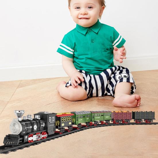 Christmas Train Set Electric Train Toys with Sound Light Easy Assembly Railway Tracks
