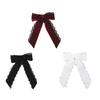 Sweet Cool Heart Lace Bowknot Hair Clip Handmade Silk Ribbon Comfortable Secure Barrettes For Women Black Red White