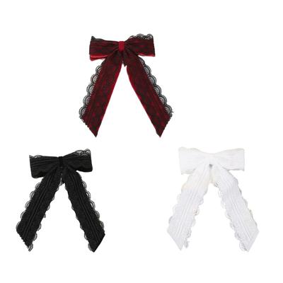 Handmade Silk Ribbon Heart Lace Bowknot Hair Clip Sweet Cool Charm Sturdy Clasp Design Headdress Photo Props