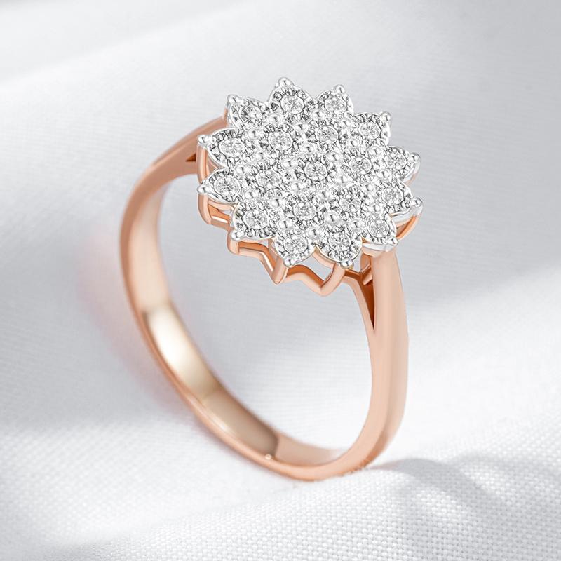 Full Shiny Natural Zircon Ring For Women Unique  Rose Gold  Color Mix Ethnic Bride Wedding Jewelry Best Gift