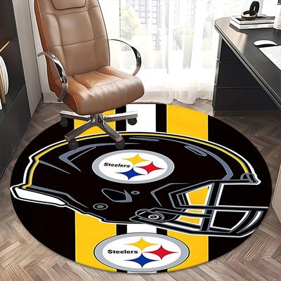 Steelers Helm, Pittsburgh Steelers Stuhlmatte Runder Teppich Büroteppich, Rutschfest, Geeignet für Wohnzimmer, Schlafzimmer Dekor.1205592a