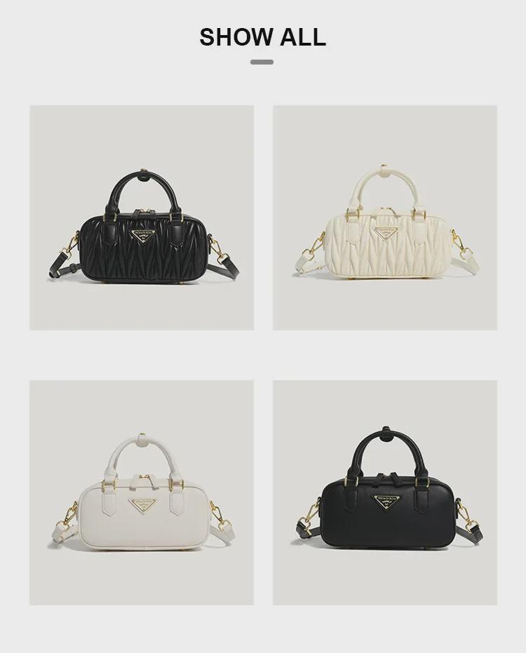 Elegant Women's Pleated Bowling Bag - Versatile, High-End Spring/Summer Handbag