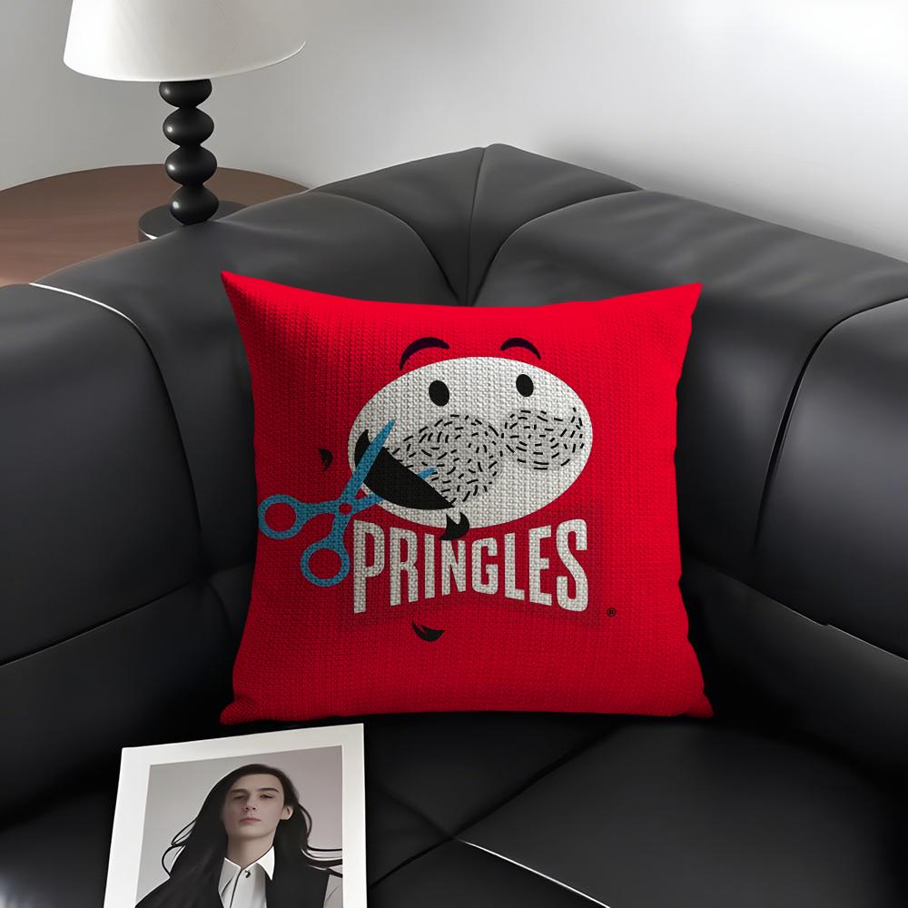 

CClassic PringlesS Brand Cushion Cover Natural Linen Organic Fabric DoubleSided Printing Sofa Home Decor Gift Pillow Case 30x30cm