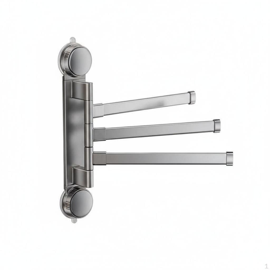 Rotating MultiBar Towel Hanger Drill Installation Swivel Rack 270° Rotation Suction Cup