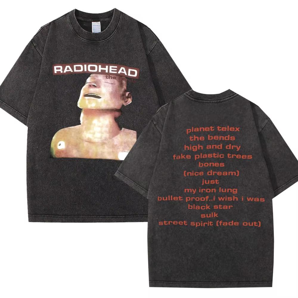 Стильная ретро-футболка с принтом Radiohead The Bends для мужчин и женщин, модная, хип-хоп, готическая, оверсайз, хлопковая, повседневная, мужские футболки L