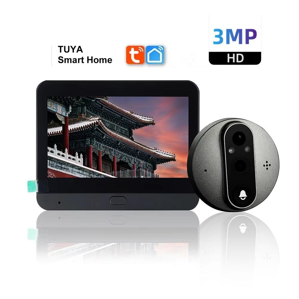 

4,3-дюймовый 1080P Tuya Wi-Fi глазок дверной звонок камера умный дом ночной PIR детектор движения дверной просмотр видео дверной звонок 300PA