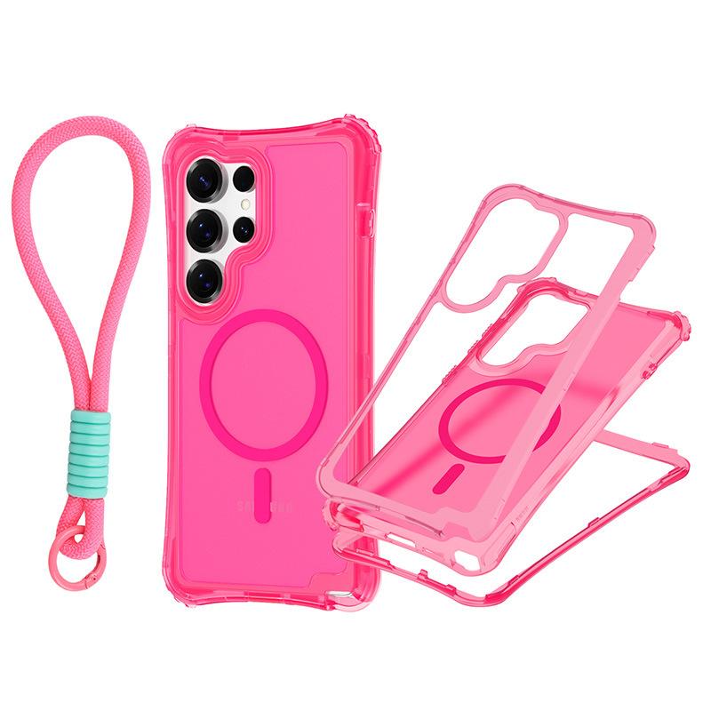 For Samsung S25 ULTRA Magnetic Skin-feeling Three-in-one Mobile Phone Case with Strap