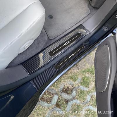 NIO ET7 Carbon Fiber Door Sill Strips: Interior & Exterior Welcome Pedals for Anti-Step Protection