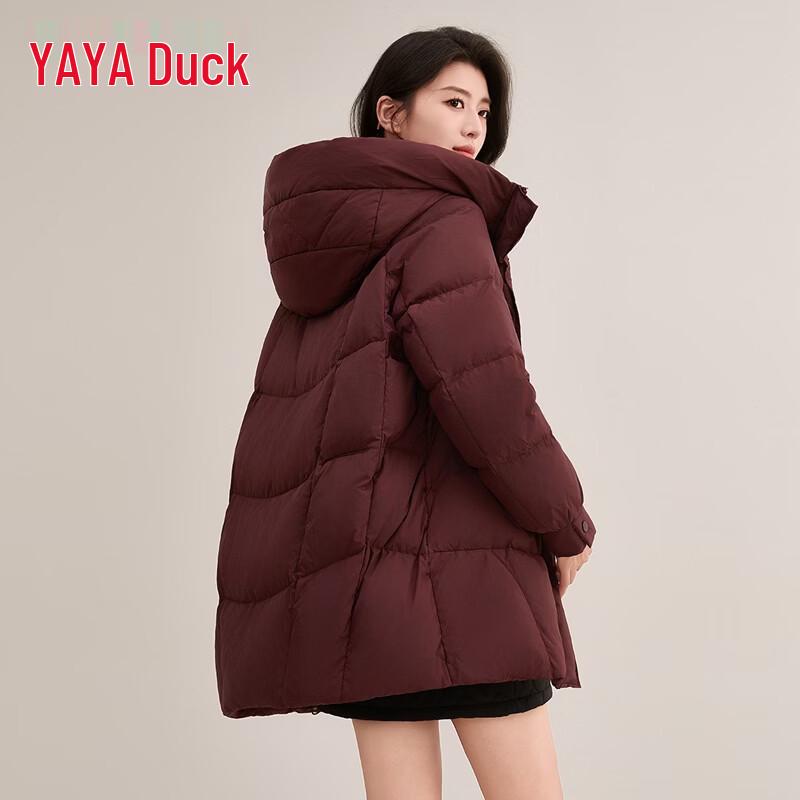YAYA Women's Mid-length Hooded Duck Down Jacket