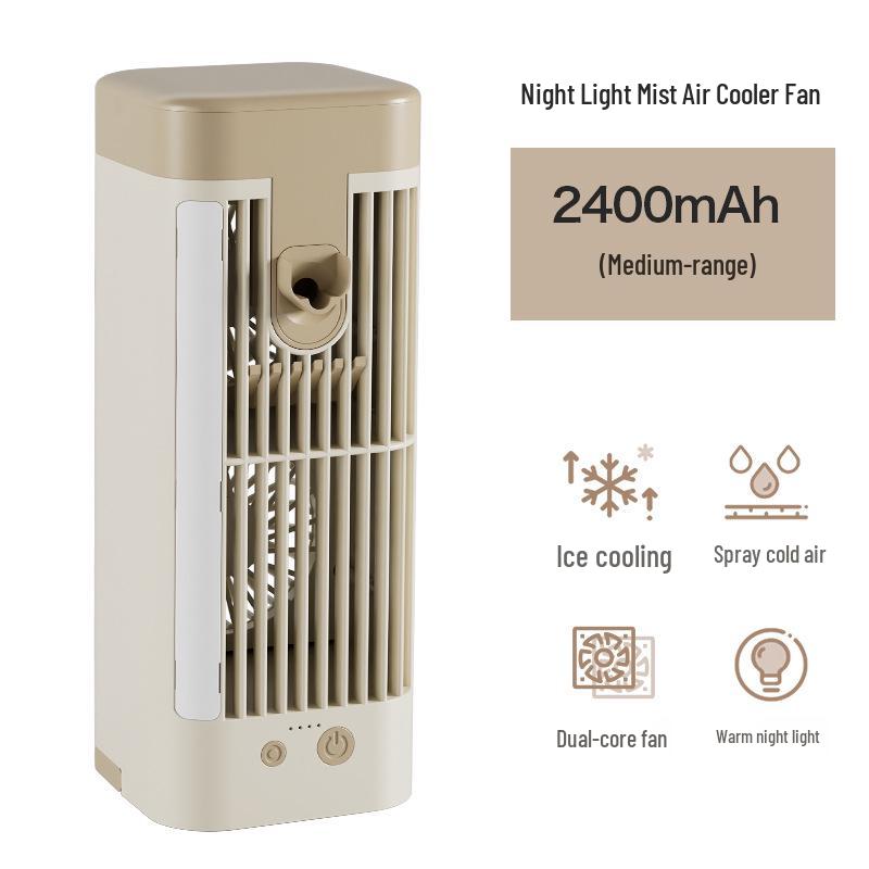 USB Night Light Mini Air Cooler Fan for Dormitory With Water Cooling and Spray Function