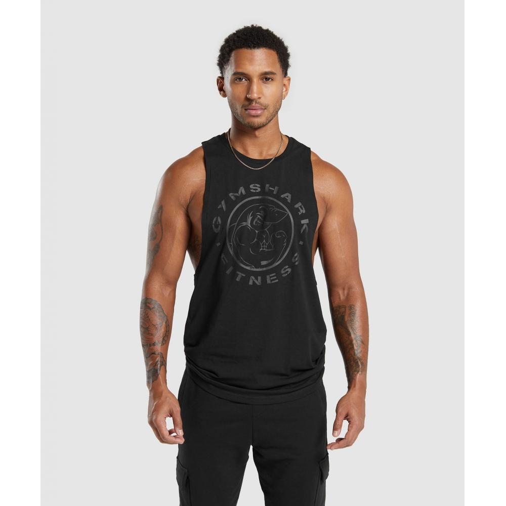Gymshark Legacy Drop Arm Tank Schwarz A5a2z Bb2j
