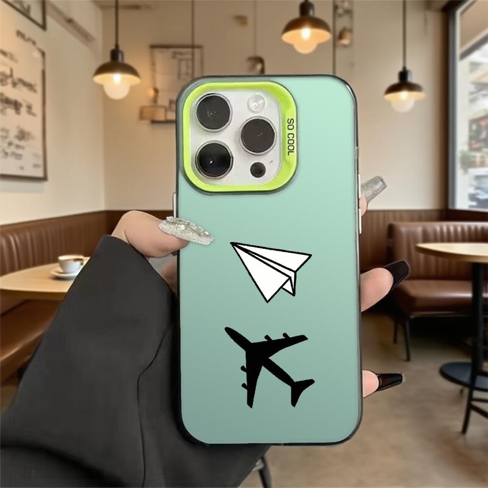 Paper Plane Jet Silhouette Hard Phone Case for Iphone 16 15 14 13 12 11 Pro Max Mini Shockproof Anti-Scratch Protective Cover