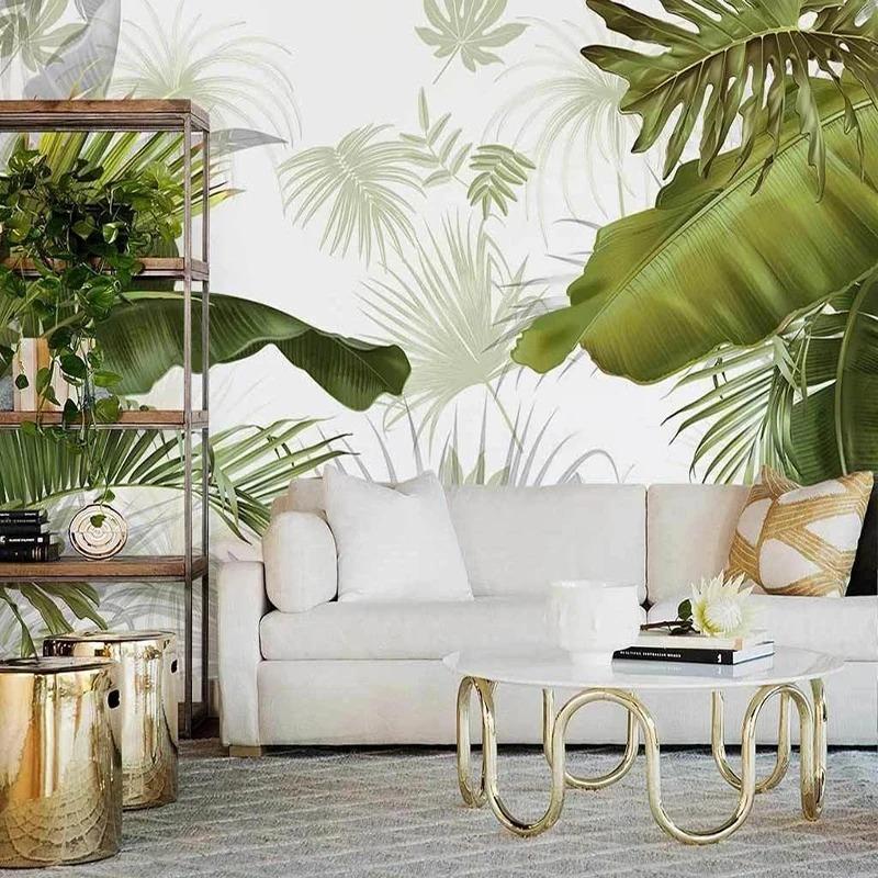 Nordic Hand Painted Wallpaper Tropical Leaves Plants Murals Indoor Luxury Backdrop Wall Mural