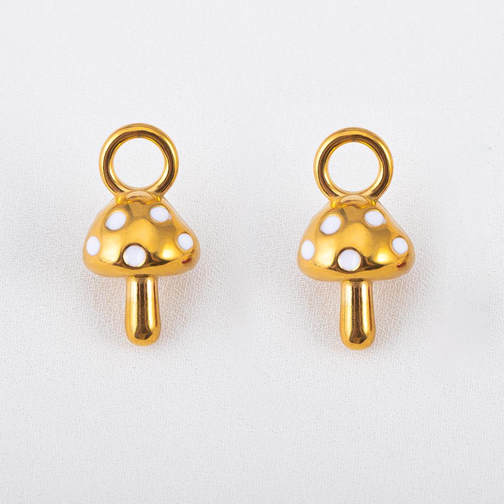 2pcs Stainless Steel Enamel Cute Strawberry Banana Corn Grape Cherry Charms Gold Plated DIY Bracelet Earrings Jewelry Findings