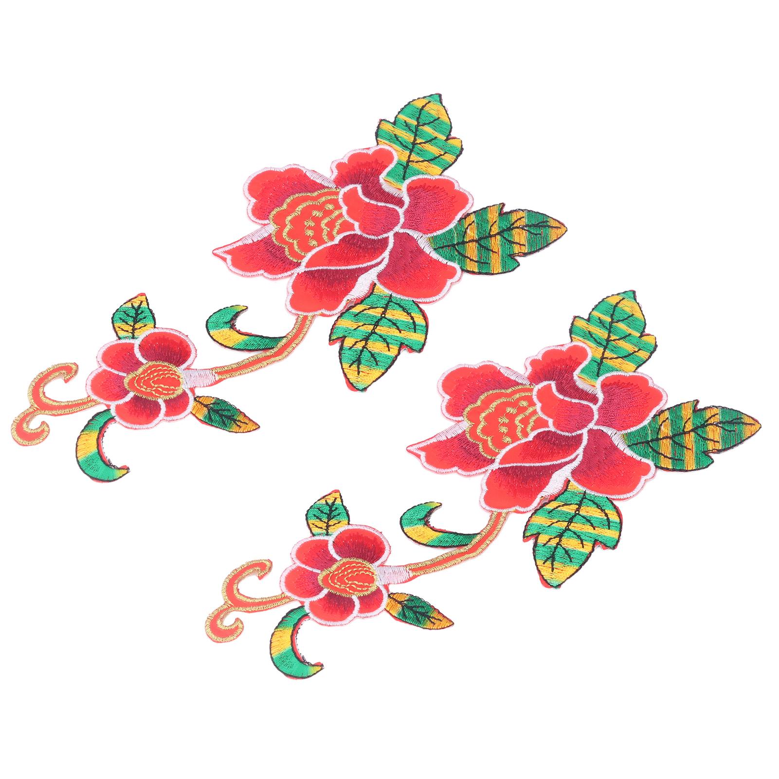 

2 шт. нашивки для шитья, ручной вышивки, декоративные, для DIY, из хлопка, с вышитым цветочным узором, нашивки для скрапбукинга, красные красный