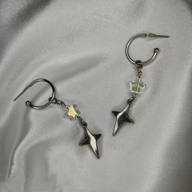 Stylish Pendant Earings for Women Tiny Cartilage Drop Huggie Earrings Allergy Free Open Hoops Ear Pendant Ornament Decor