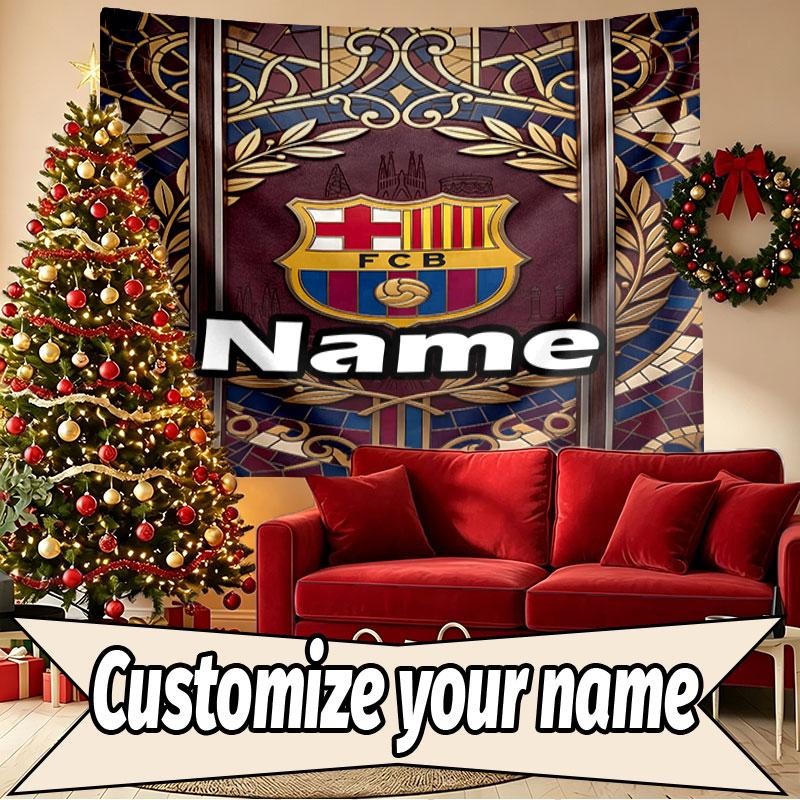 Vlastní jméno Personalizovaná Tapiserie s potiskem Fotbalového Klubu Barcelona, Nástěnná Dekorace, Ložnice, Kolej, Byt, Obývací Pokoj, Pozadí na Večírek, Dárek k Narozeninám