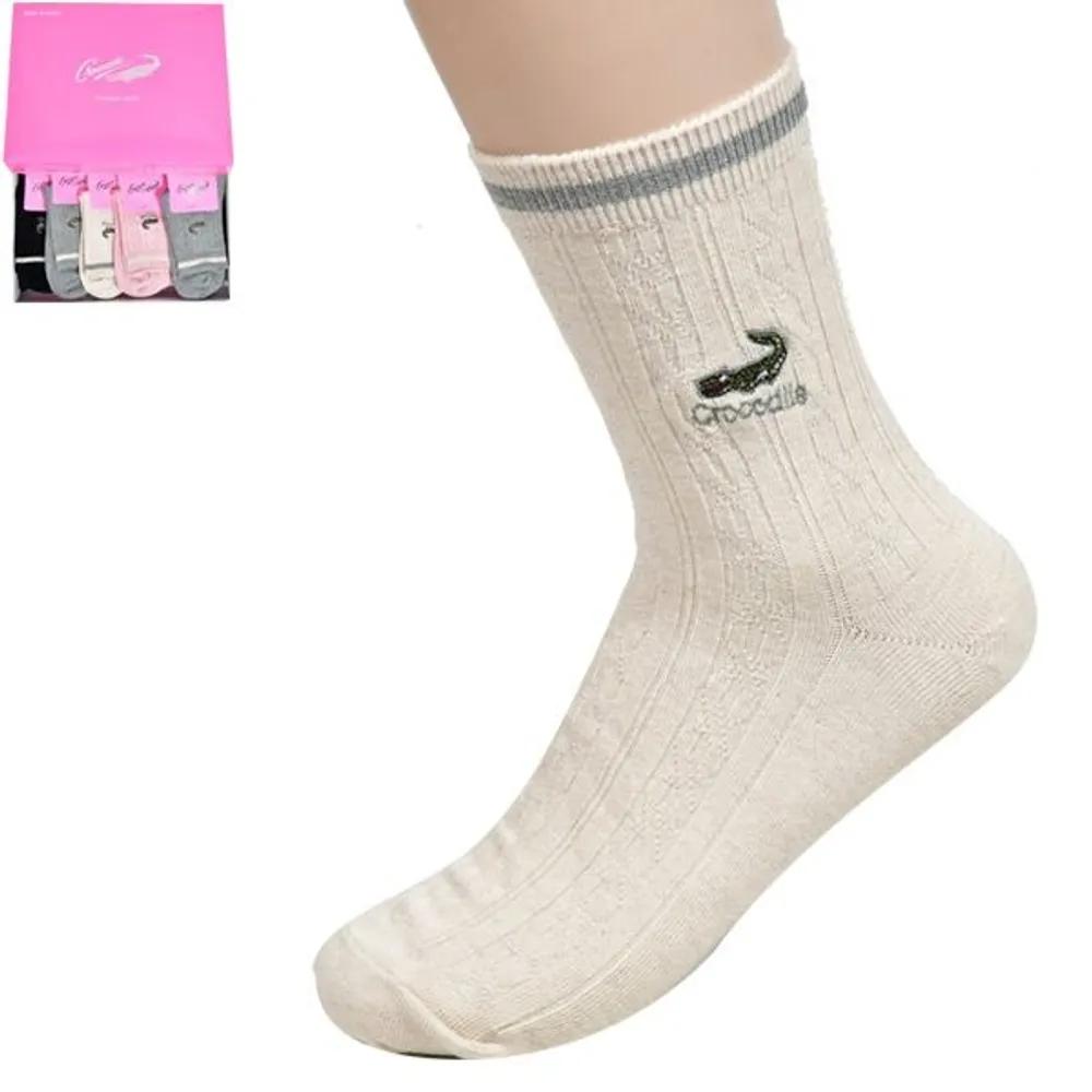 Crocodile Ladies Class A Link Embroidery Mid-calf Socks 0069fr