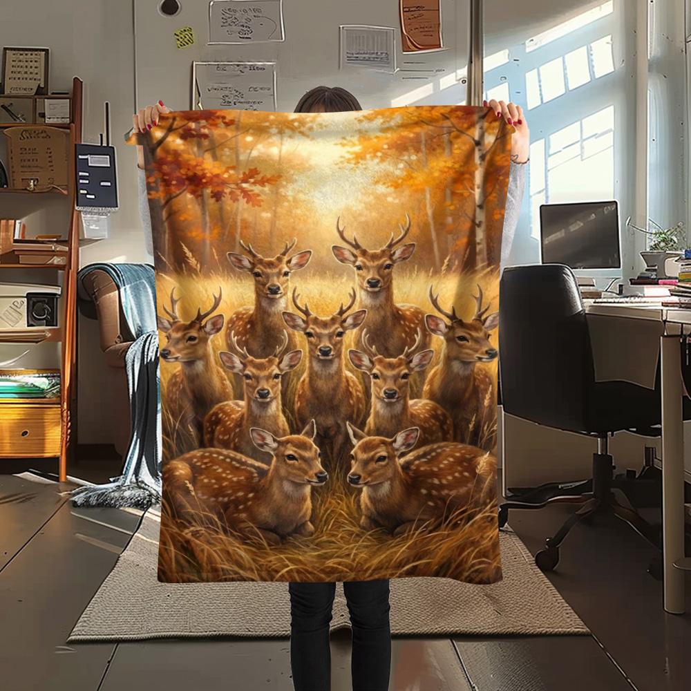 1PC Realistic illustration Print FlAannel Blanket, High quality Comfortable for All Seasons, Home Decor, Warmth and Comfort
