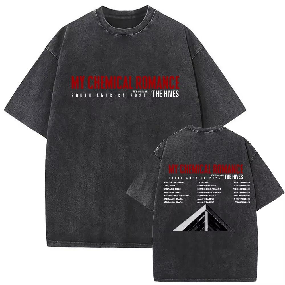 Washed Vintage Rock Band My Chemical Romance The Black Parade Tour  Tshirt Mens Women Fashion Punk Emo Oversized T Shirts