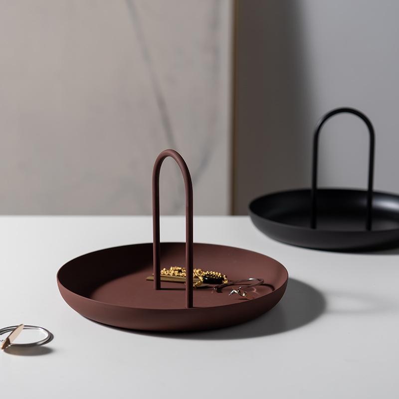 Nordic Minimalist Round Handheld Tray Living Room Entrance Storage Plate For Small Items Desktop Organizer Tray