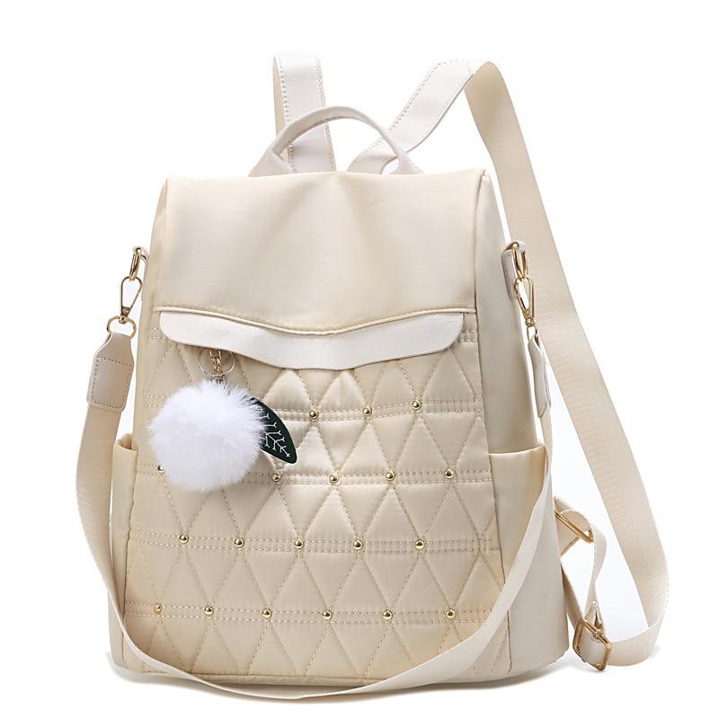 

Дорожный антивор женский рюкзак с вышитой нитью в ромбовидную клетку модный городской рюкзак для поездок на работу большой емкости школьный рюкзак бежевый