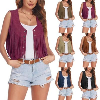 Women's Fashion Vest Personality Short Jacket Fringe Vest Sleeveless Short Cardigan