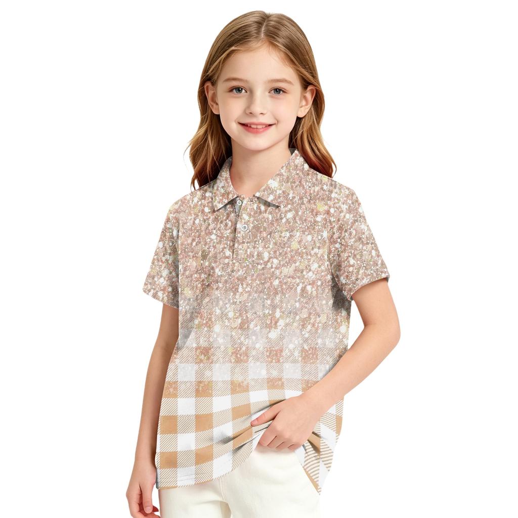 Girls' School Uniform T-Shirt with Gradient Print Casual Formal for Everyday Wear