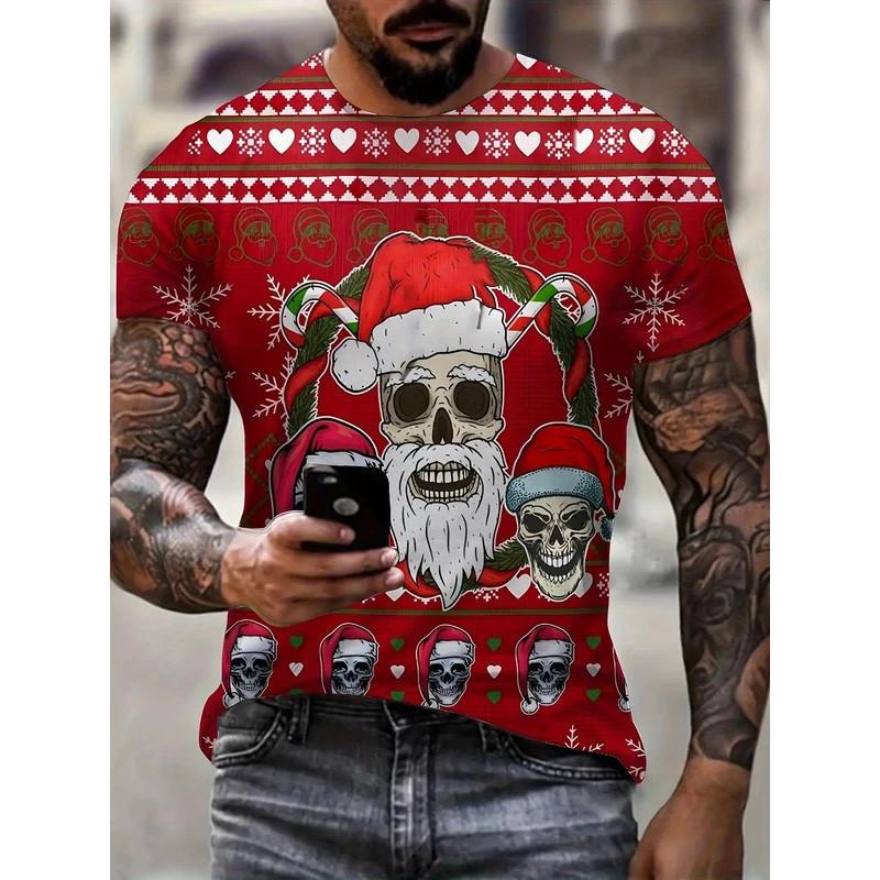 2026 Vánoční 3D tištěné tričko Kreslené grafické tričko pro muže Sobí Cukroví Grafická trička Dárky Oversized tričko