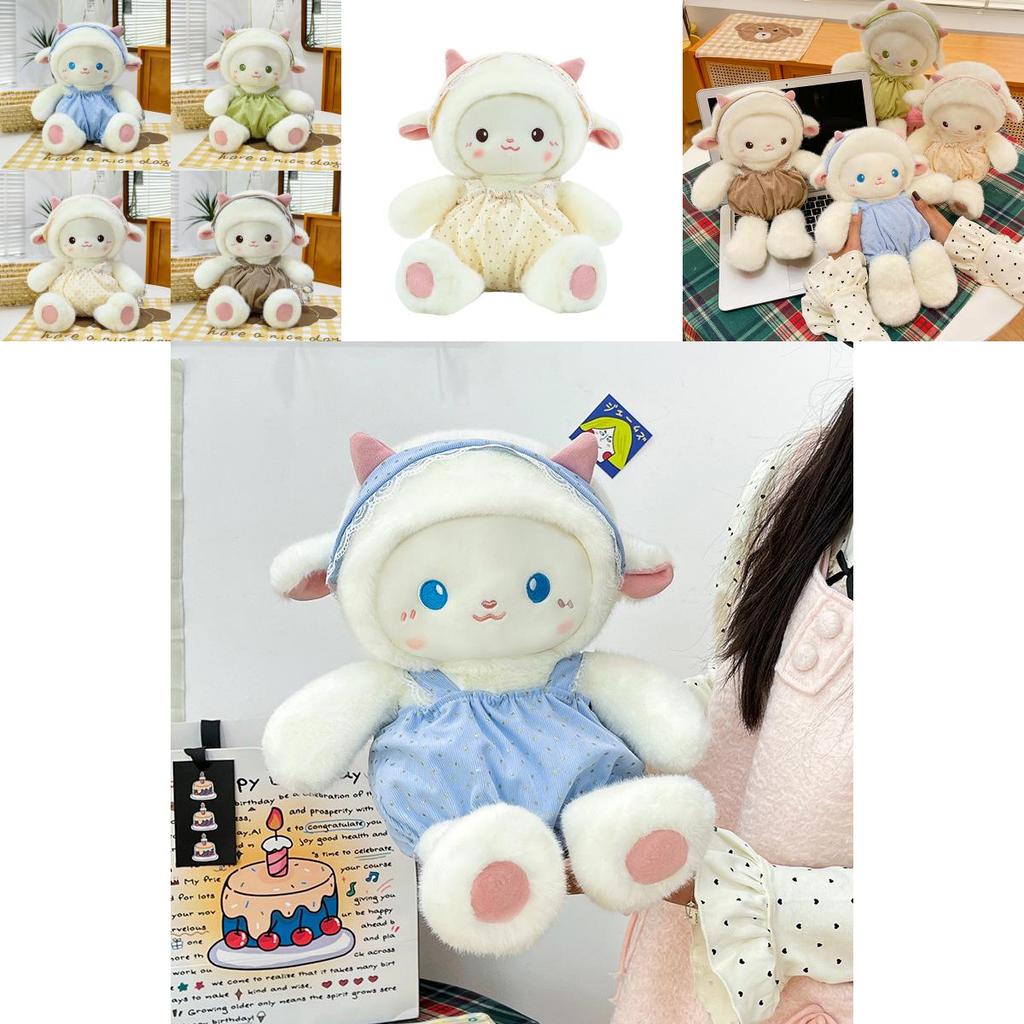 Plush Sheep Toy With Dot Patterned Clothing Decor For Kids Birthday Gift
