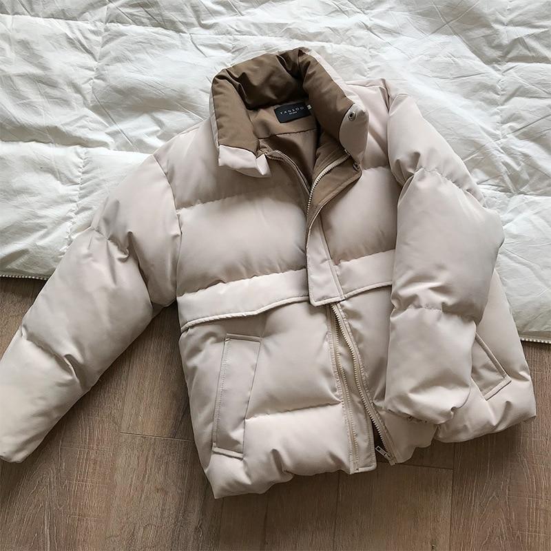 Crriflz Ladies Winter Solid Down Jacket Women Oversize Loose Coat Stand-up Collar Thick Warm Causal Chic Parka New New Style