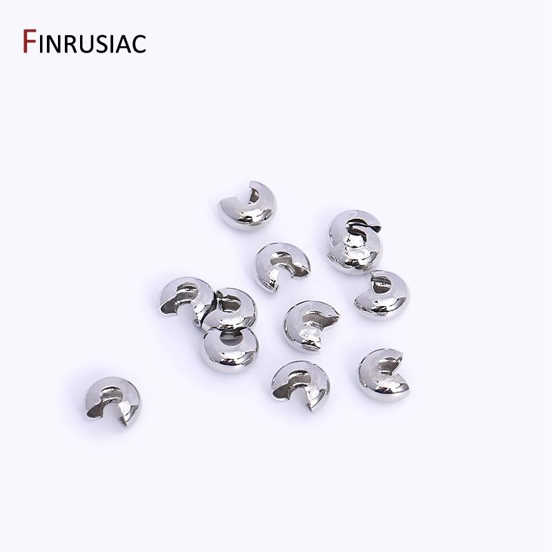 

3mm/4mm 18k Gold Plated Crimp Beads Covers Crimp End Beads Stopper Spacer Beads For DIY Jewelry Making Supplies Wholesale 3mm-50 pcs