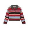 ELLE KIDS Girls' Striped Retro Polo Knit Sweater