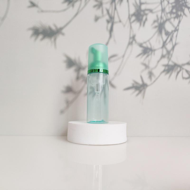 60ml Portable Transparent Green Facial Cleanser Foaming Bottle