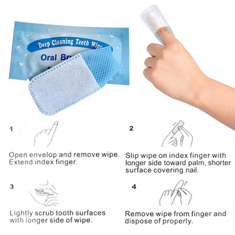 Lingettes nettoyantes dentaires jetables, brosse à dents, lingettes pour les doigts, saveur menthe, nettoyage des dents, outils d'hygiène bucco-dentaire