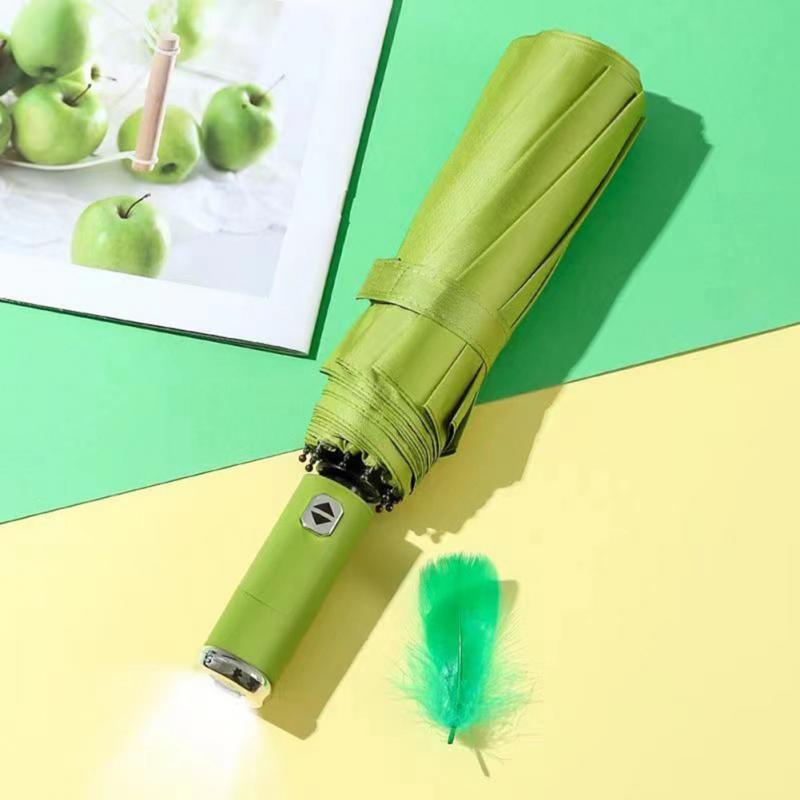 Automatic Light Umbrella Creative Umbrella Three-fold Portable Parasol Car Umbrella Led Light Uv Umbrellas Ten-bone Windproof