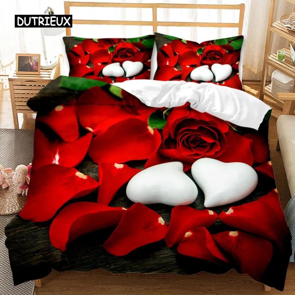 Rose Luxurious Pink Rose Pattern Bedding Set with Microfiber Material for Girls and Women