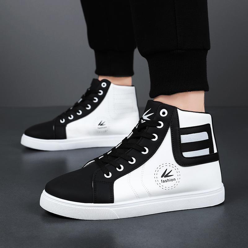

Мужские туфли на плоской подошве с высоким верхом, большой размер 46, весенние мужские повседневные кожаные туфли, мужские дизайнерские туфли, студенческие кеды для доски, кеды, теннисные туфли 46 белый