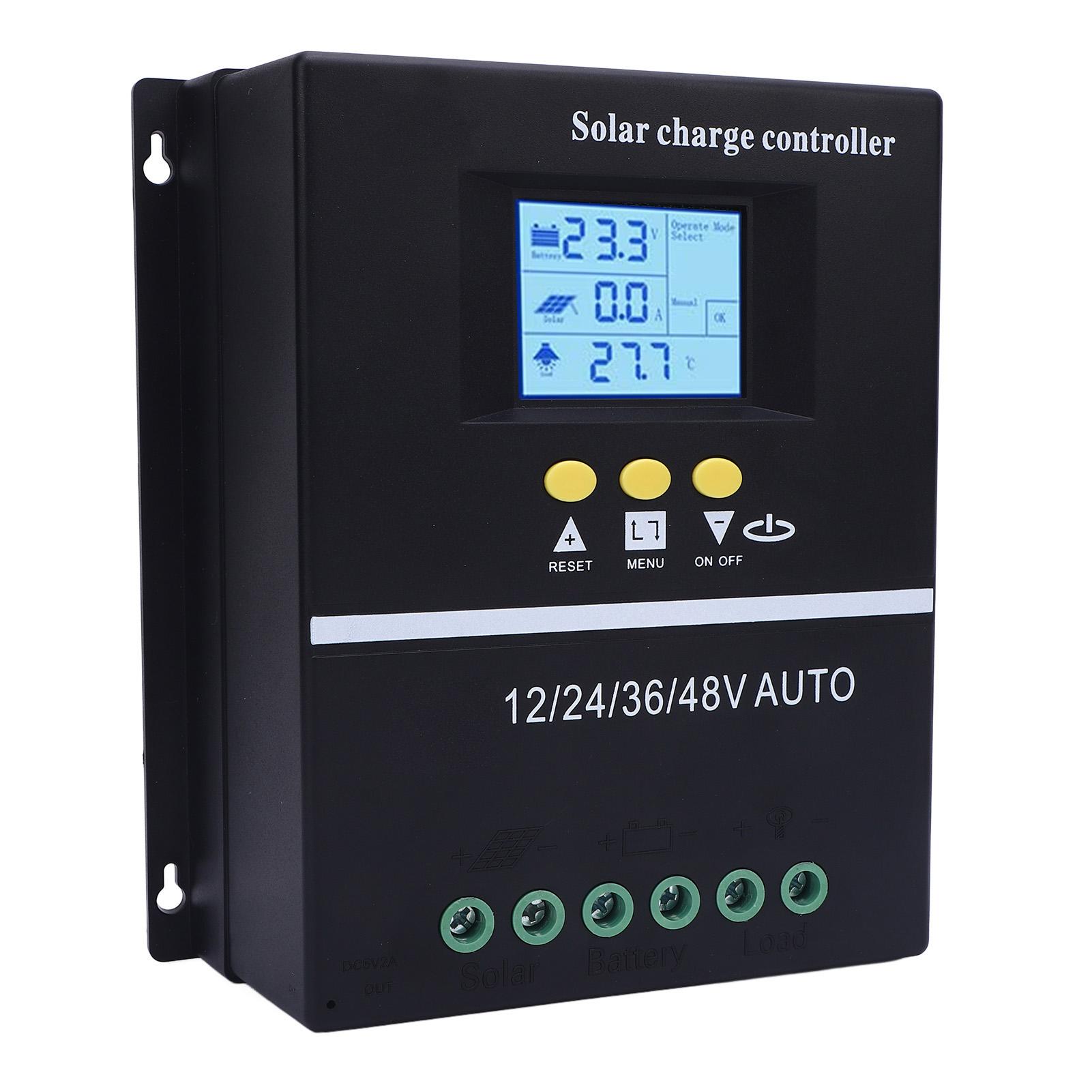 

MPPT Контроллер заряда солнечной батареи 60А 12В 24В 36В 48В Авто Максимальный вход 100В 2 порта USB для зарядки Солнечный