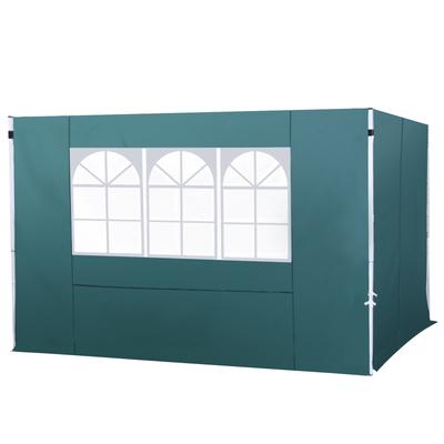 3 Meters Gazebo Replaceable Exchangeable Side Panel Wall Panels Walls With Window, Dark Green