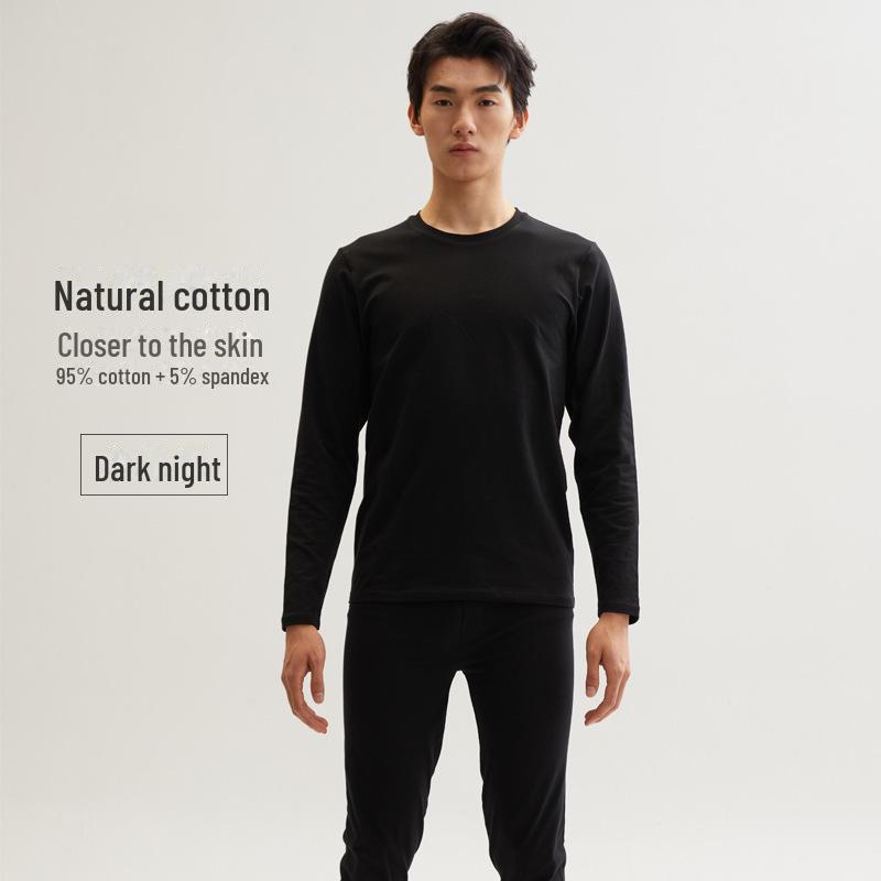 Men's and Women's Skin-Friendly Thermal Underwear Suit - Pure Cotton, Solid Color, Thin Design, Antibacterial, Large Sizes, Autumn/Winter Wear