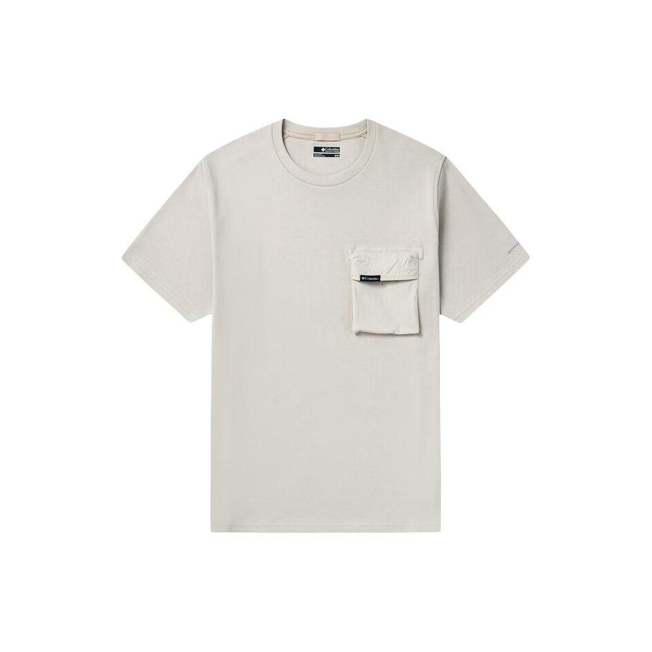 Columbia Prowalker Series Solid Color Pocket Spliced Round Neck Moisture-Wicking Short Sleeve T-Shirt Unisex Tops White AE9220-278