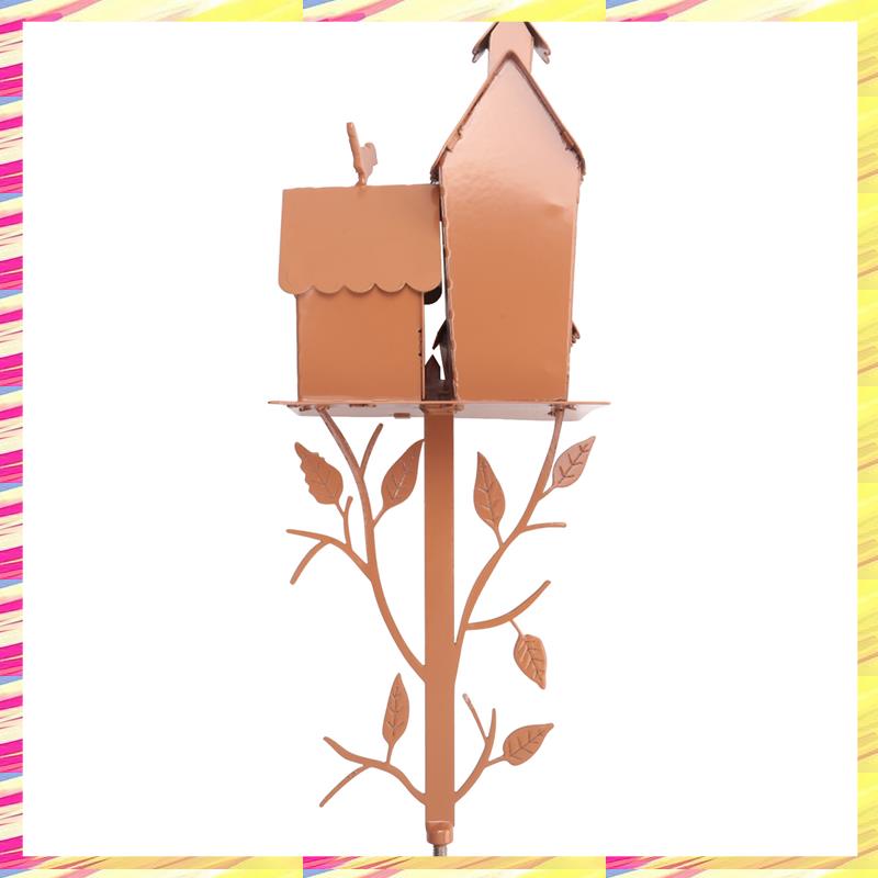 ABJJ Garden Bird House Metal Bird Feeders Garden Stakes With Pole Bird Houses For Courtyard Backyard Patio Outdoor Style E