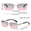 New Fashion Rimless Square Sunglasses Cut Edge UV400 Leopard Decorative Shades Gradient Lens Sun Glasses for Women & Men