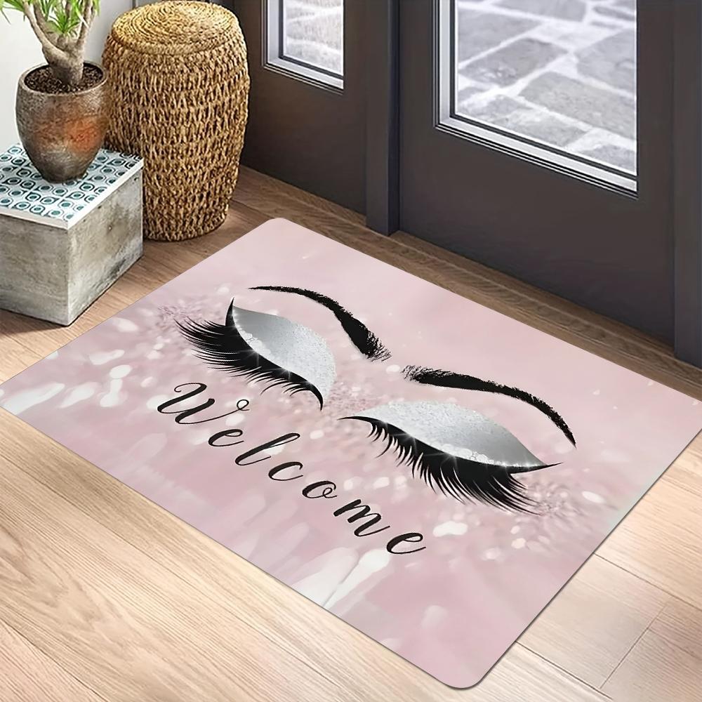 Eyelashes Print Floor Mat Polyester Home Carpet Non Slip Entryway Rug Living Room Bathroom Bedroom Kitchen Doormat