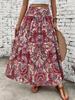 Spring Floral Plus Size Women's High Waist Pleated Skirt