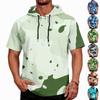 Sudadera con Capucha para Hombre Estampado de Camuflaje Manga Raglán Casual Pesca Deportiva Protección Solar Manga Corta Ligera Transpirable Camisa para Exteriores