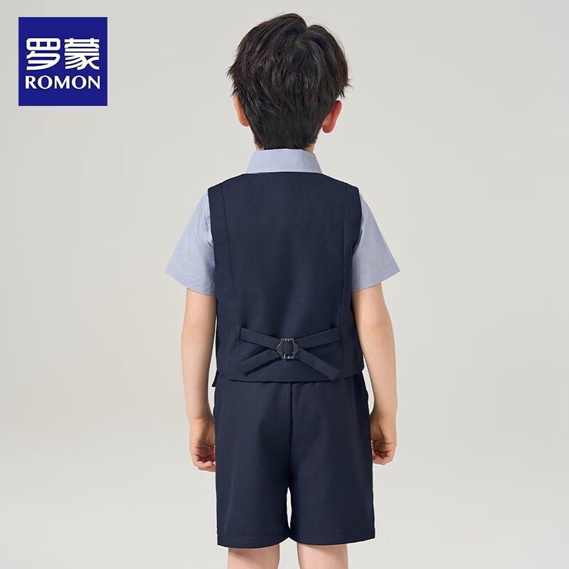 Romons Boys' Navy Blue Formal Vest Suit Set